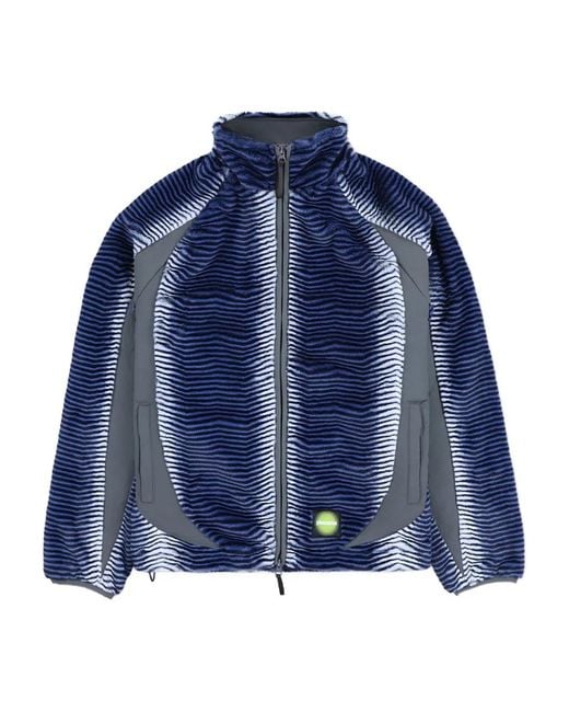 Pleasures Blue Zip-Up Fuzzy Jacket for men