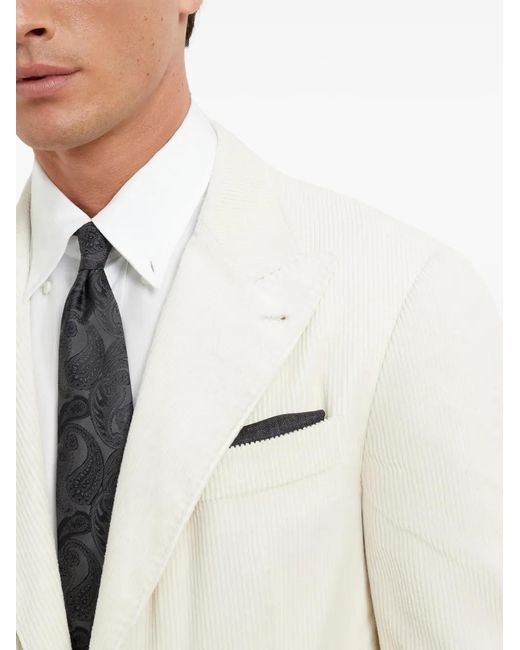 Brunello Cucinelli Black Embroidered Silk Pocket Square for men