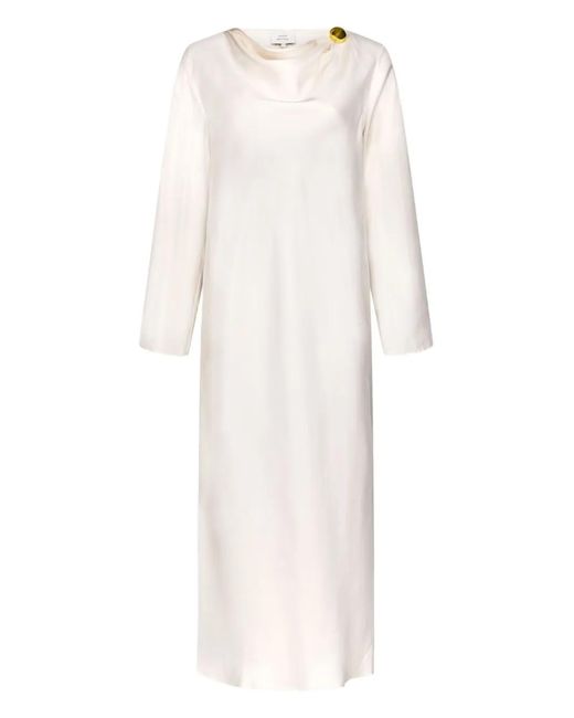 Loulou de Saison White Zoya Draped Midi Dress