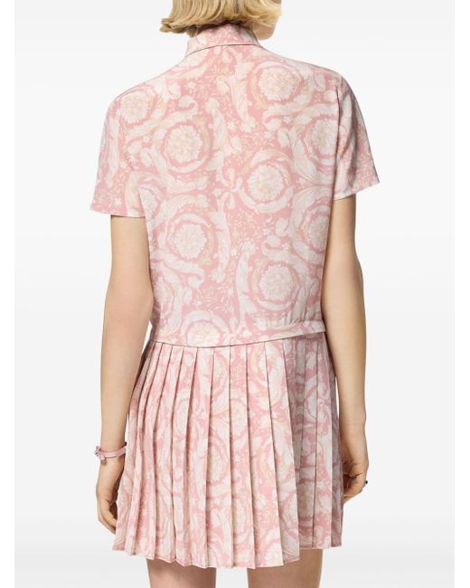 Versace Barocco Athena Geplooide Mini-jurk in het Pink