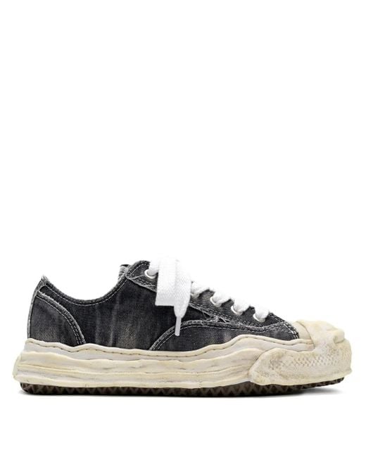 Maison Mihara Yasuhiro Black Hank Bleach-Denim Low-Top Sneakers