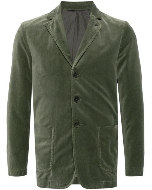 Aspesi Green Velvet Single-Breasted Blazer for men
