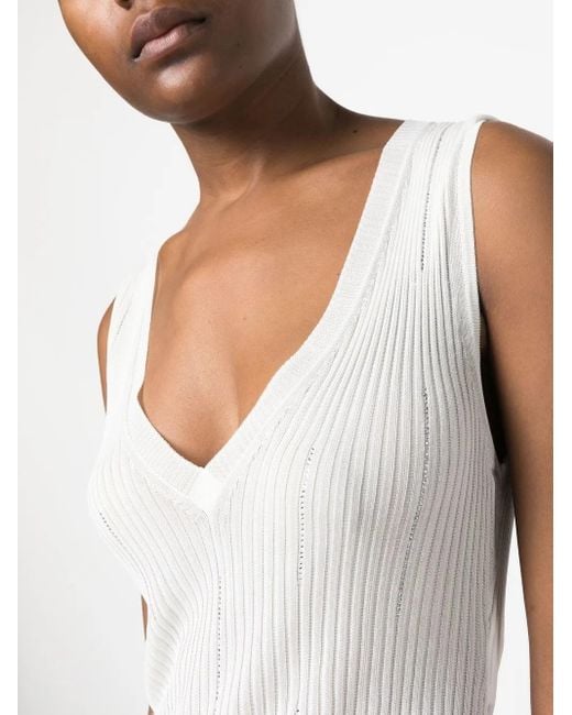 Genny White Embellished Rib Vest