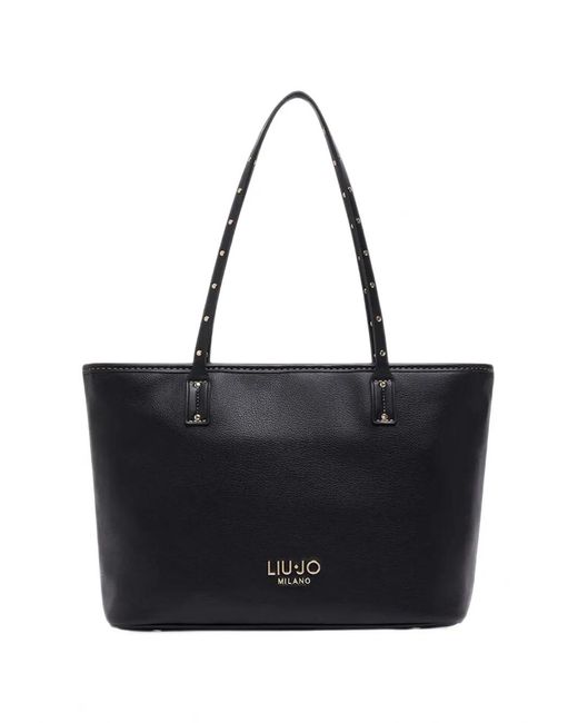 Liu Jo Black Studded Pebbled-Effect Tote Bag