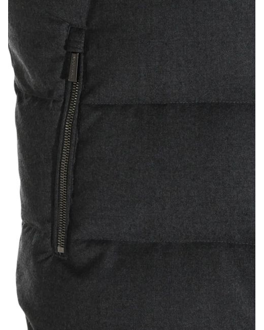 Moorer Black Hooded Sleeveless Padded Coat for men