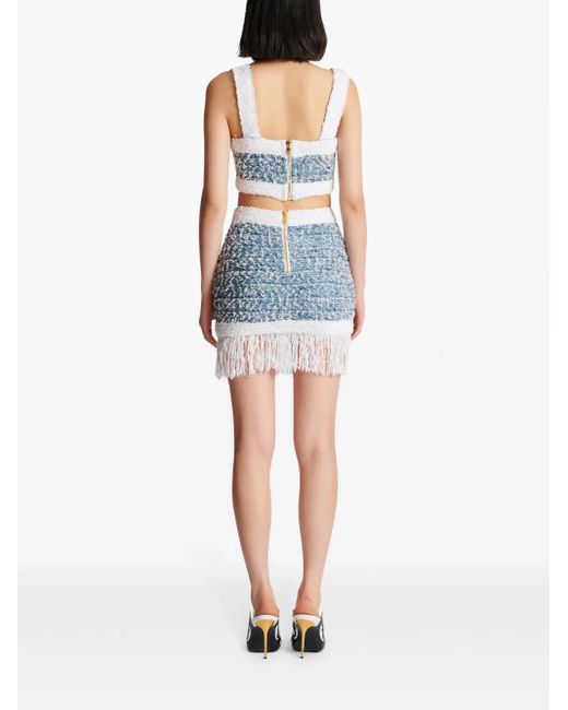 Balmain ツイード ツイード ミニスカート Blue