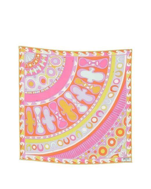 Emilio Pucci Pink Geometric-Print Scarf