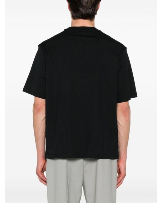 T-shirt en coton à logo brodé Emporio Armani pour homme en coloris Black