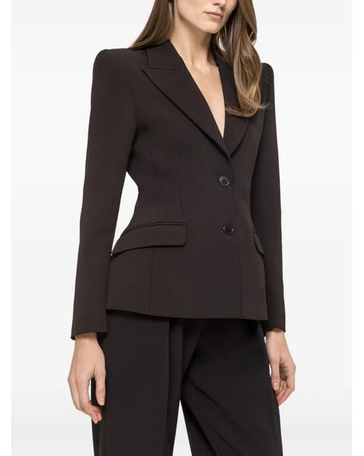 Nissa Black Single-Breasted Crepe Blazer