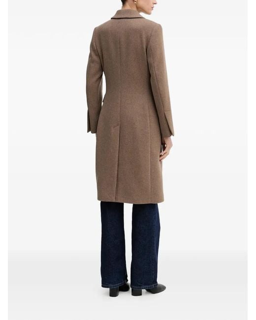 Sisley Natural Buttoned Flap-Pockets Single-Breasted Coat