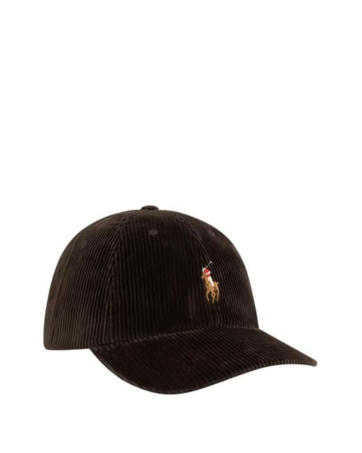 Polo Ralph Lauren Black Corduroy Embroidered Baseball Hat for men