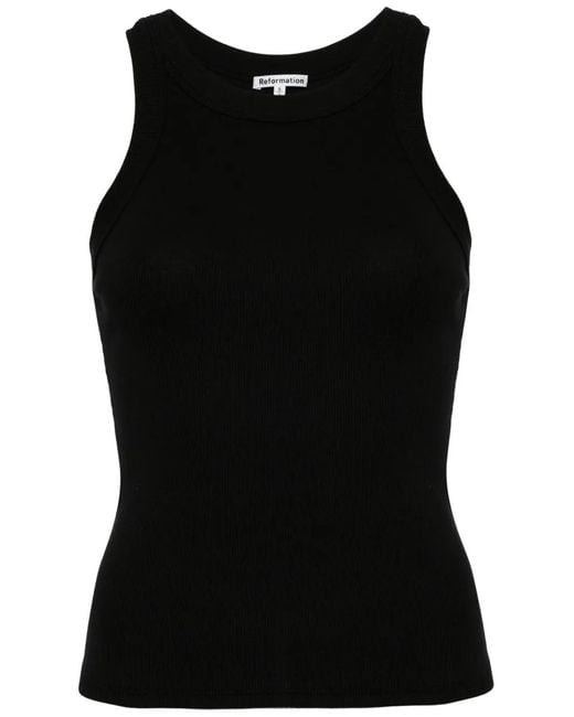 Reformation Black Tasha Ribbed Tank Top