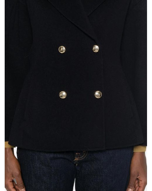 Maje Black Double-Breasted Wool Jacket