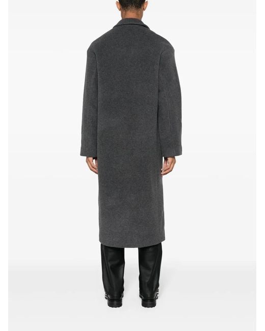 Séfr Black Notched-Lapels Single-Breasted Coat for men