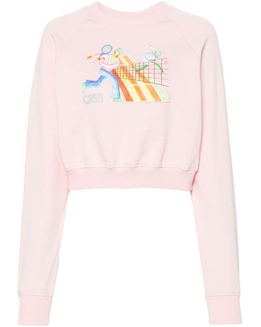 Casablancabrand Pink Cropped-Sweatshirt mit Crayon