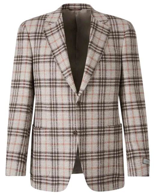 メンズ Canali チェック ジャケット Brown