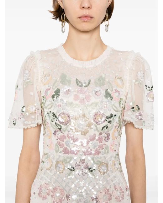 Needle & Thread Natural Sequin Embellishment Dress
