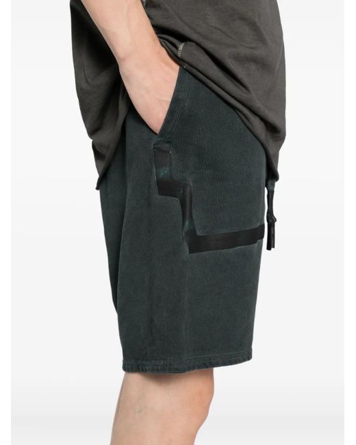 69 Green Elasticated-Waistband Drop-Crotch Shorts for men