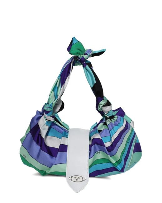 Emilio Pucci Blue Iride-Print Knotted Shoulder Bag