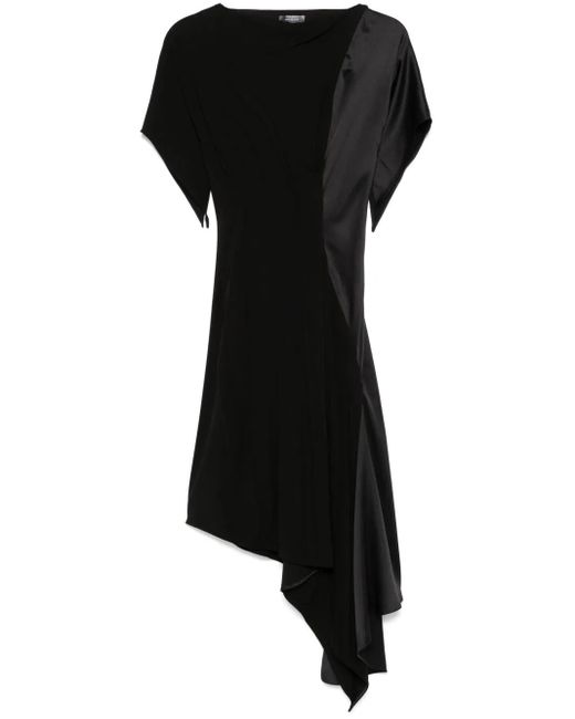 Mugler Black Asymmetrical Midi Dress
