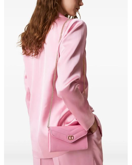 Twinset Pink Étui Pour Smartphone Matelassé À Détail De Chaîne