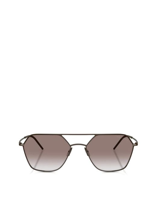 Giorgio Armani Gray Geometric-Frame Sunglasses for men