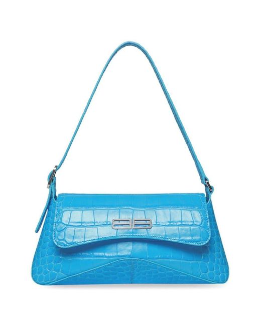 Balenciaga Leather Xx Small Flap Croc-effect Shoulder Bag in Blue | Lyst