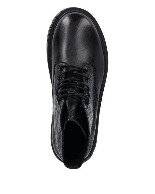 Guess Black Garda Embossed Lace-Up Boots for men