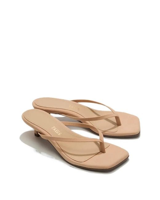 TKEES Natural Julia Square-Toe Leather Sandals