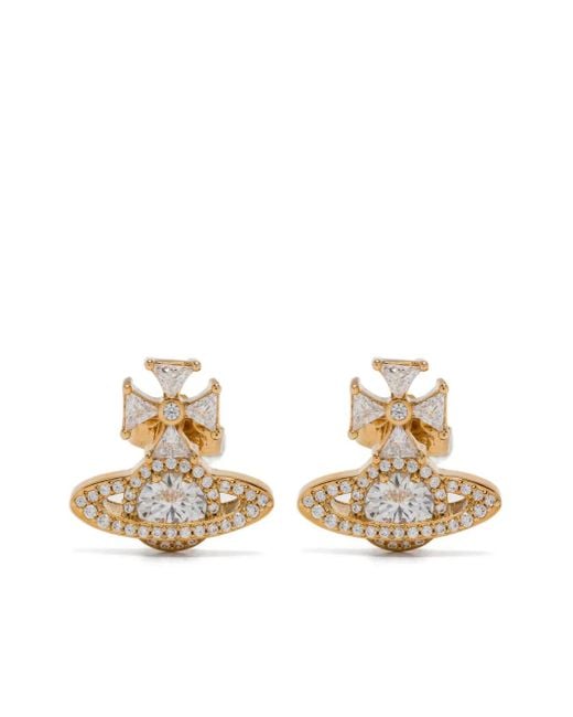 Vivienne Westwood Metallic Orb Cross Cubic Zirconia Earrings
