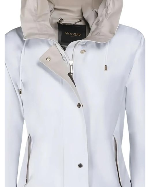 Moorer White Molly Hooded Coat