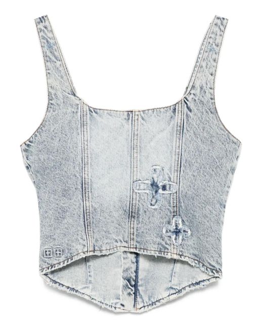 Ksubi Blue Gigi Klassic Kraftwerk Denim Bustier Top