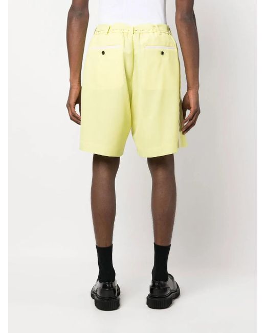 Sacai Yellow Belted-Waist Bermuda Shorts for men