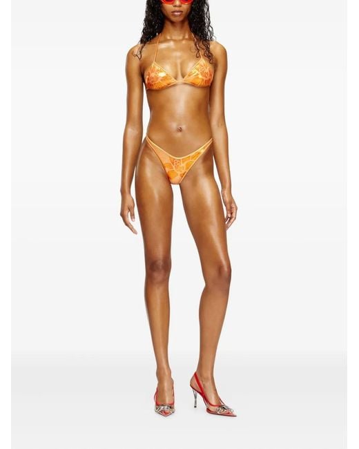 DIESEL Orange X Karol G Tropik_Ta Floral-Print Bikini Top