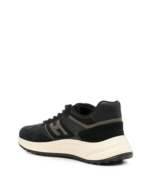 Hogan Black Hyperlight Logo-Patch Panelled Sneakers for men
