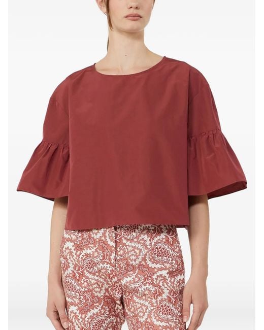 Weekend by Maxmara Red Wkdbreak Ruffled Blouse