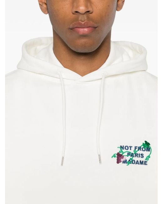 Drole de Monsieur White Vine-Embroidered Hoodie for men