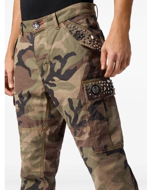 Philipp Plein Green Stud-Embellished Jeans for men