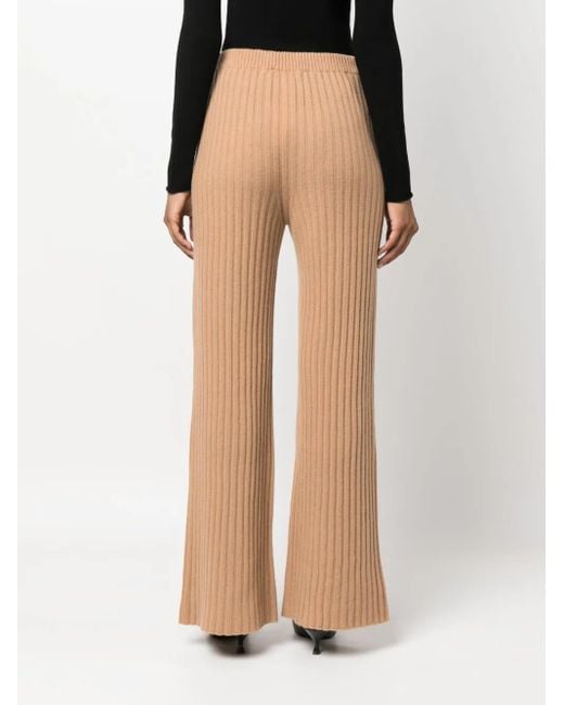 Twinset Natural Logo-Patch Ribbed-Knit Trousers