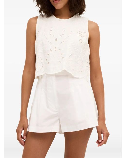 Marie Oliver Davis Broderie Anglaise Cropped Top in het White