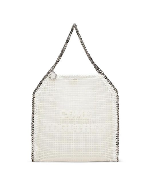 Stella McCartney White Falabella Slogan-Print Cross Body Bag