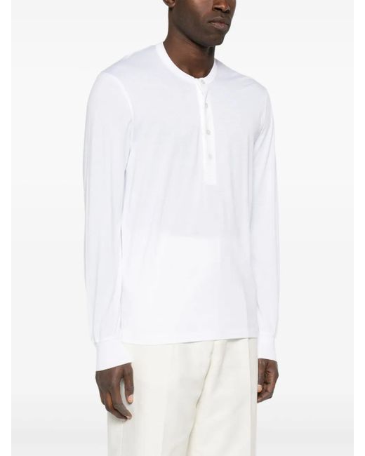 Tom Ford White Henley-Neck Sweater for men