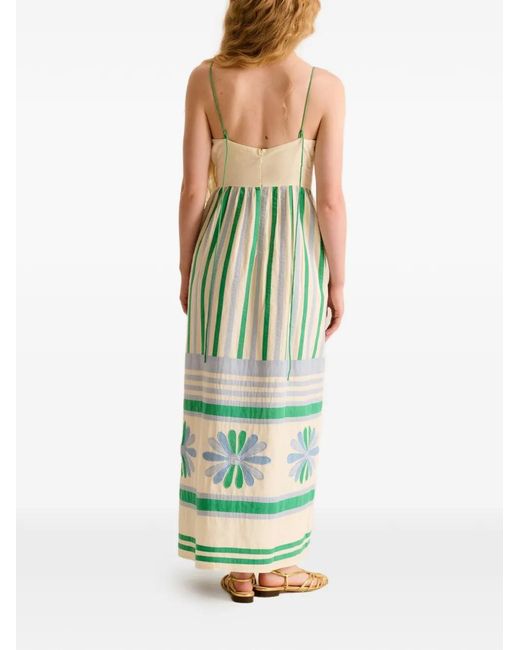 Carolina K Green Floral-Print Striped Dress