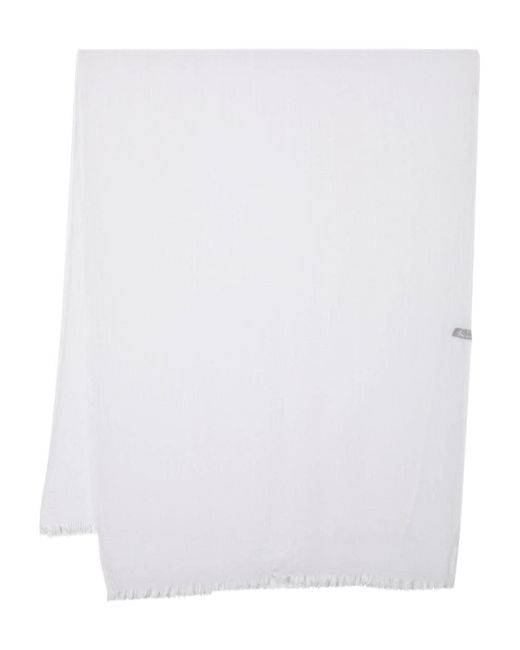 Private 0204 White Frayed Cashmere Scarf