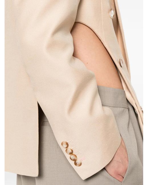 Stella McCartney Natural Double-Breasted Cut-Out Blazer