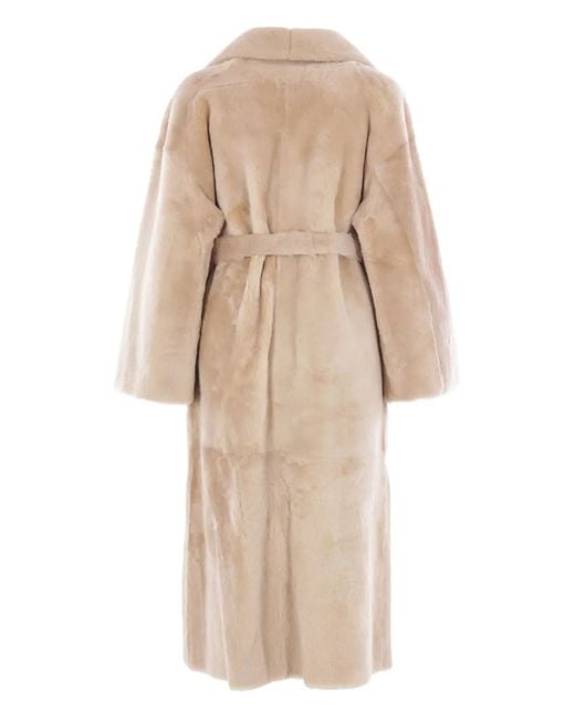 Arma Natural Belted Shearling Coat