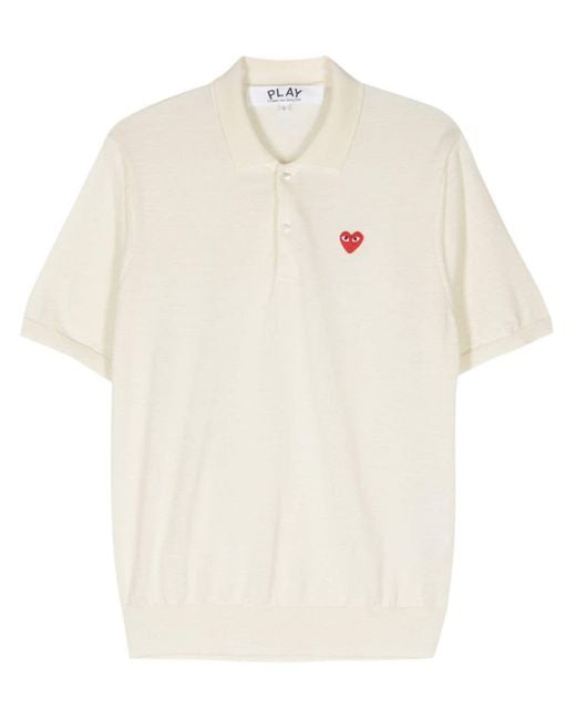 COMME DES GARÇONS PLAY White Heart-patch Wool Polo Shirt