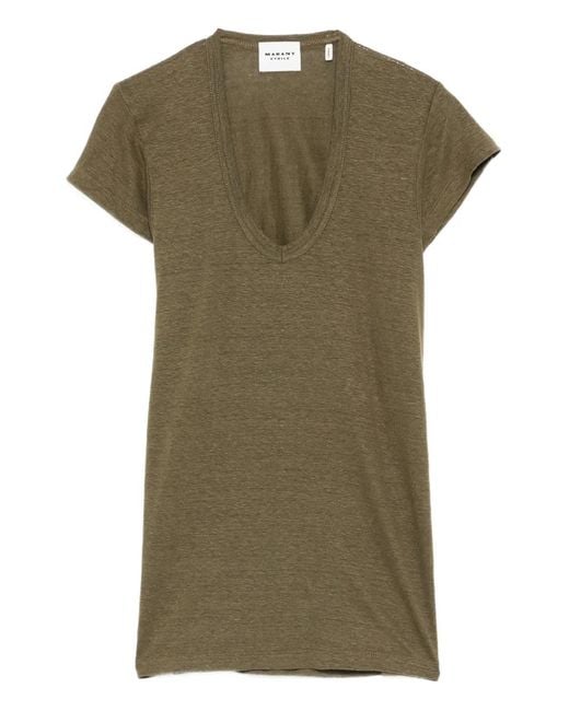 Isabel Marant Green Zankou V-Neck T-Shirt