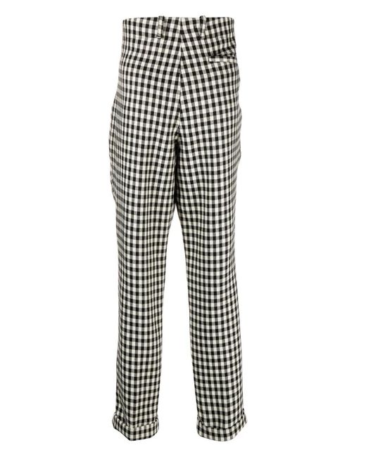 Roberto Cavalli Gray Gingham-Pattern Tailored Trousers for men