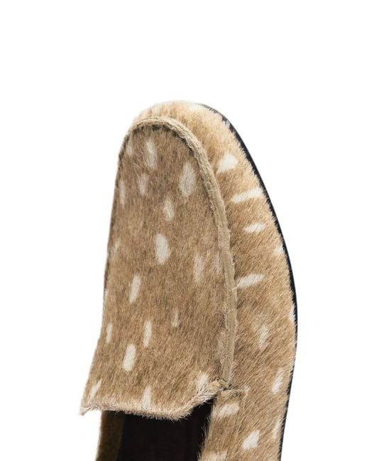 Loulou de Saison Natural Zino Deer-Print Pony-Effect Loafers